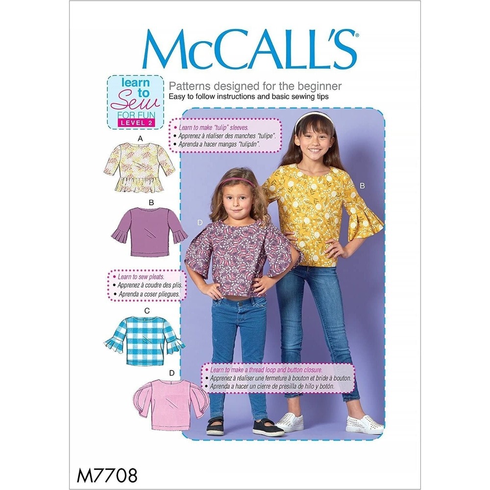 McCall's‎ Sewing Pattern 7708 Girls Tops Size 3-6